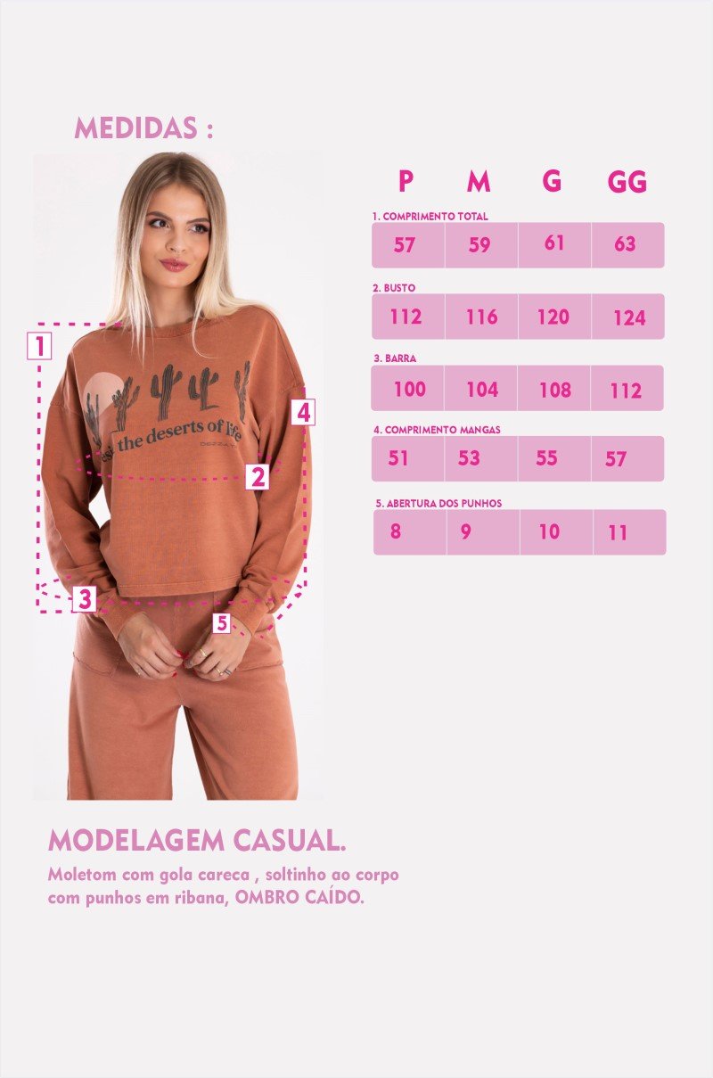 Blusa De Moletom Casual Jaqueline Canela