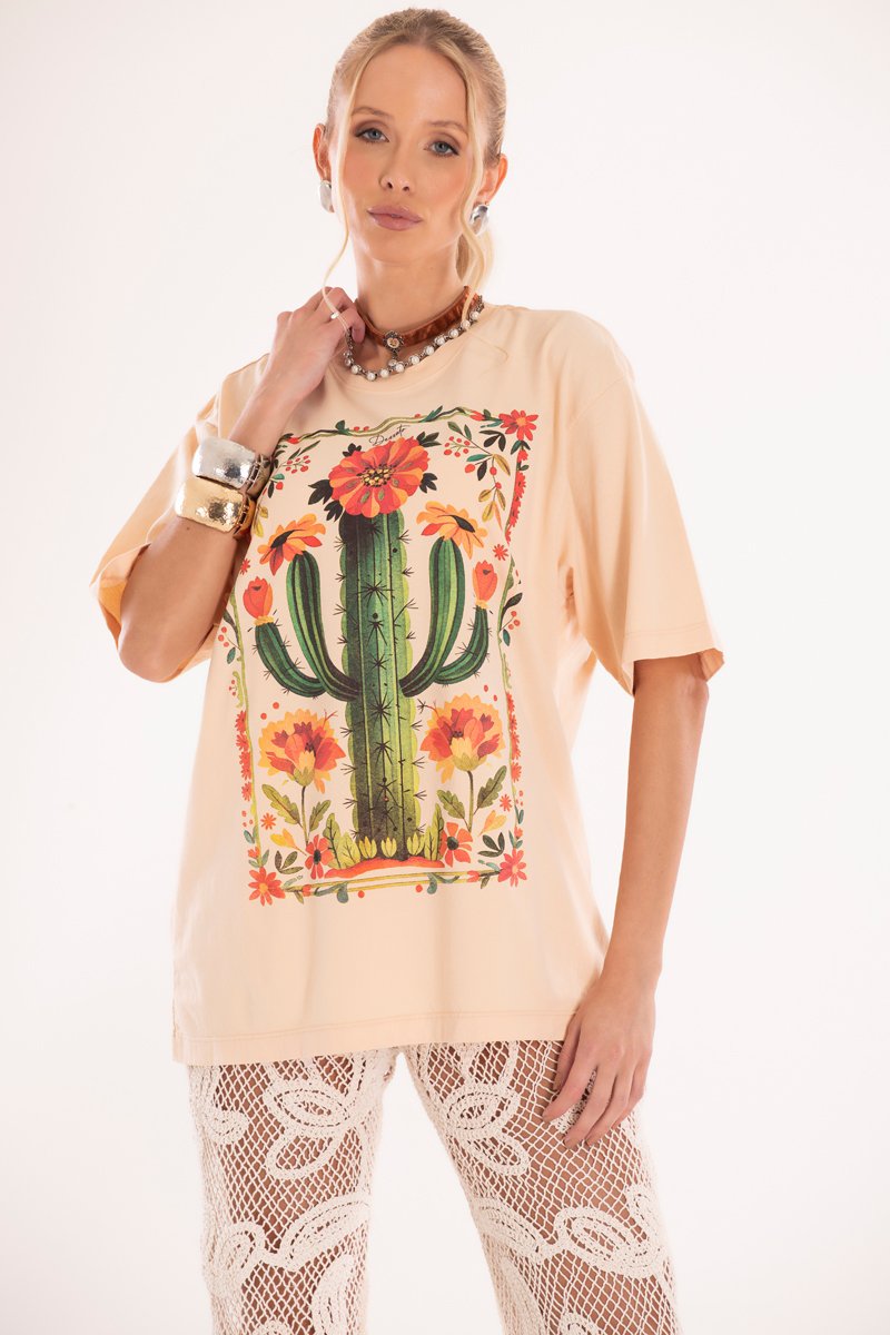 Camiseta Feminina Oversized Laila Creme